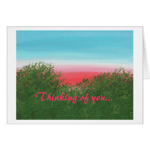 En pensant à vous, Red Sunset Greeting Cards