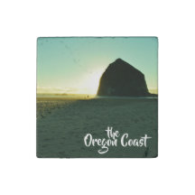 Haystack Rock Sunset, Oregon Coast Stone Magnet