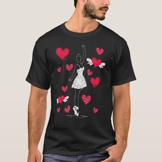 En Pointe Ballet Dancing Plie Chasse Jete Hearts B T-shirt (Voorkant)