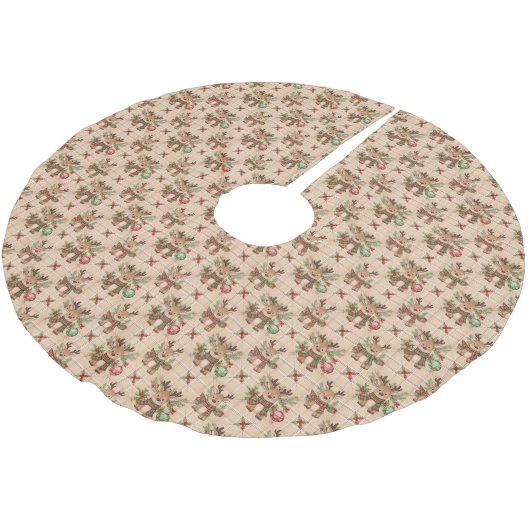 En Polyester Brossé Jupon de sapin de Noël cerf (Angle)