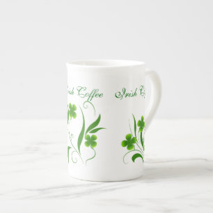 En Porcelaine Belle tasse de café irlandais verte de shamrocks