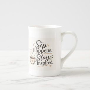 En Porcelaine Conception de tasse à café avec citation motivante
