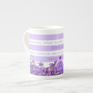 En Porcelaine Fleur de naissance et tasse février BoneChina de