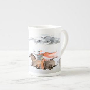 En Porcelaine Guerrier vintage chinois sur la tasse de café de