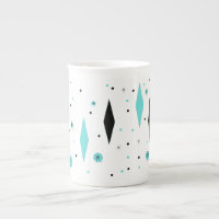 Rétros diamants de turquoise et tasse de