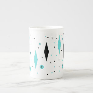 En Porcelaine Rétros diamants de turquoise et tasse de