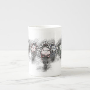 En Porcelaine tasse de course de motocyclette
