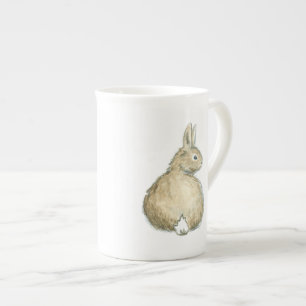 En Porcelaine Tasse de thé Brown de lapin d'aquarelle