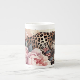 En Porcelaine Tasse Léopard Amour & Roses