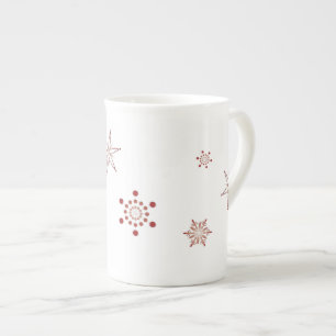 En Porcelaine Tasse rouge de café express des flocons de neige