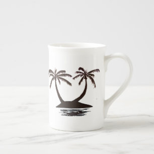 En Porcelaine Tasse - Silhouette d'île tropicale