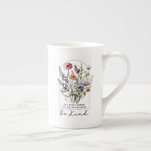 En Porcelaine Tasse Sois Gentil – Fleur Sauvage Aquarelle Gentil (Droite)