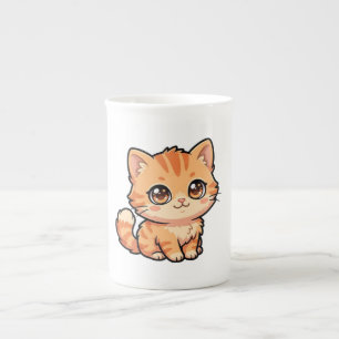 En Porcelaine Tasse spéciale chaton tabby orange mignon