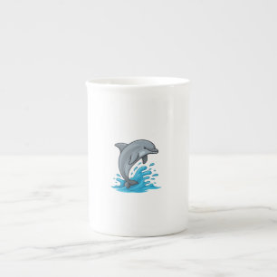 En Porcelaine Tasse spéciale - Dauphin joyeux éclaboussant