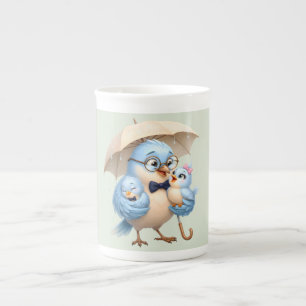 En Porcelaine Tasse spéciale famille Papa Oiseau