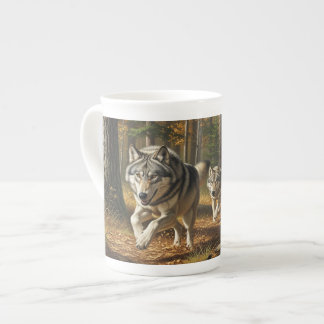 En Porcelaine Tasse spéciale Loup style 1
