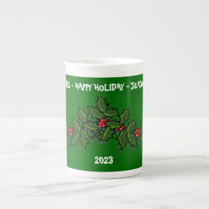 En Porcelaine Tasse spéciale Noël Holly