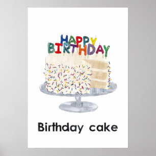 En - Poster de gâteau d'anniversaire