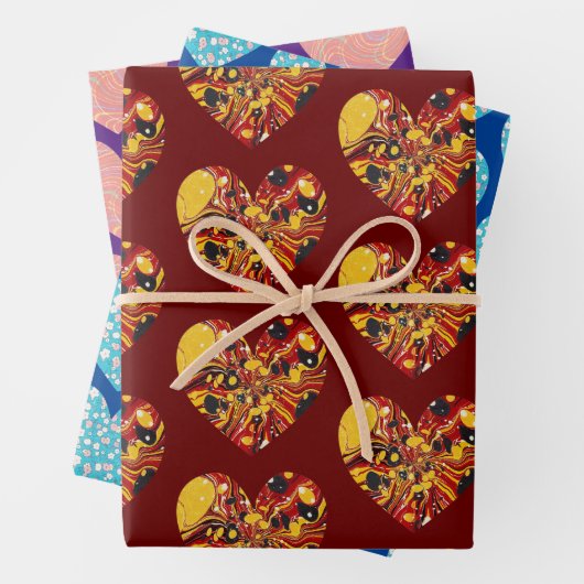 en Retro Hearts Art Wrap Craft Inpakpapier Vel (In situ)