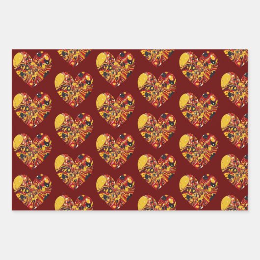 en Retro Hearts Art Wrap Craft Inpakpapier Vel (Voorkant)