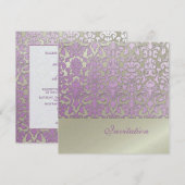 en Romantic Damask Wedding Invitations Kaart (Voorkant / Achterkant)