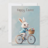 En route ! | Carte de Pâques vélo de lapin mignon (Devant)