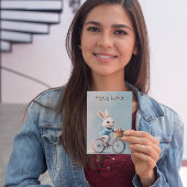 En route ! | Carte de Pâques vélo de lapin mignon