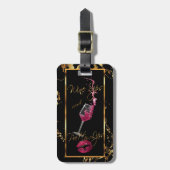 🍷 en roze lips 👄 bagagelabel (Voorkant verticaal)