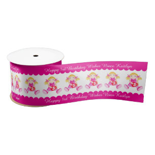 En Satin 3e anniversaire nom dolly heart ruban