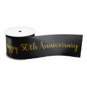 En Satin 50e Anniversaire Custom Black & Gold Ruban (Bobine)