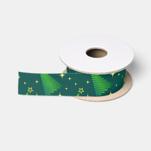 En Satin Arbres de Noël avec ruban d'étoiles d'or