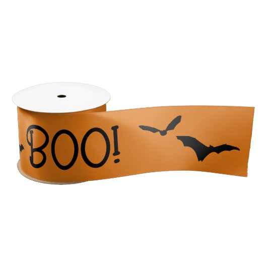 En Satin Bats volants BOO Halloween Bats orange Ruban (Bobine)