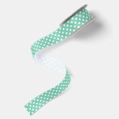 En Satin Blanc de ruban de point de polka sur le vert (Dos)