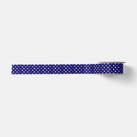 En Satin Bleu avec ruban Pois or (Devant)