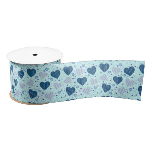 En Satin Bleu Coeurs 3" Large ruban satiné, 2 Yard Spool