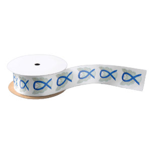 En Satin Bleu Sensibilisation Ruban Angel Customisé Art Rub