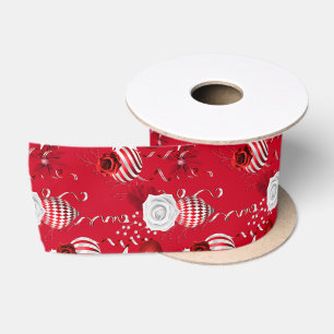 En Satin Bonbon de Noël au poivre Ruban floral d'ornement