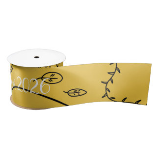 En Satin Bonne année 2026 Ruban personnalisé