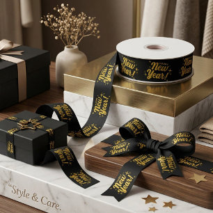 En Satin Bonne Année Ruban Satiné Graphique de Style