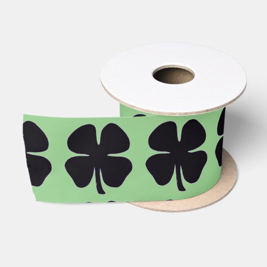 En Satin Boule de ruban vert Clover noir (Bobine)