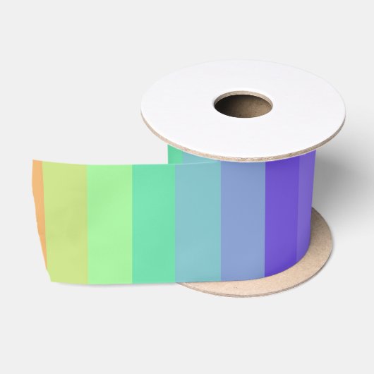 En Satin Bright Pastel Rainbow Stripe Ruban (Bobine)