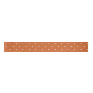 En Satin Brûlé Orange Mini Coeurs Arrière - plan Ruban
