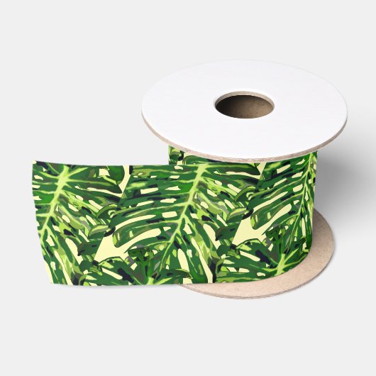 En Satin Cadeau de ruban Feuille tropical (Bobine)
