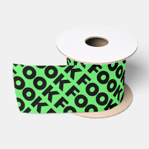 En Satin Cuillère à ruban noir vert