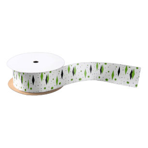 En Satin Diamants verts rétro & Starburts Ruban satiné