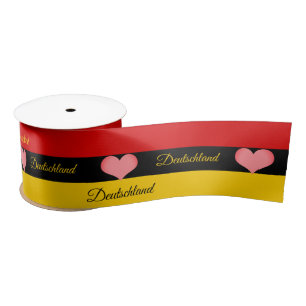 En Satin Drapeau Allemand Ruban Tricolor, Coeurs, Amour All