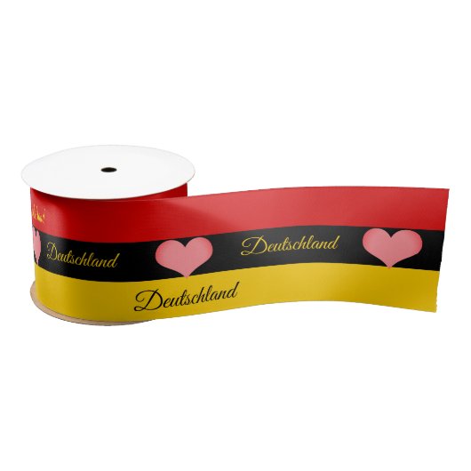 En Satin Drapeau Allemand Ruban Tricolor, Coeurs, Amour All (Bobine)