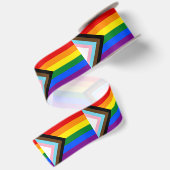 En Satin Drapeau arc-en-ciel ruban Progress, drapeau LGBTQ (Dos)