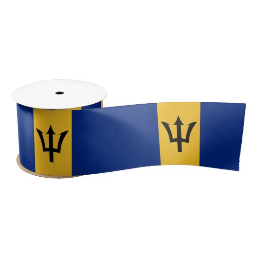 En Satin Drapeau barbadien (Barbade) (Bajan) Ruban satiné (Bobine)