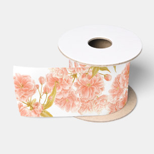 En Satin Eau de fleurs de printemps pêche vert olive ruban